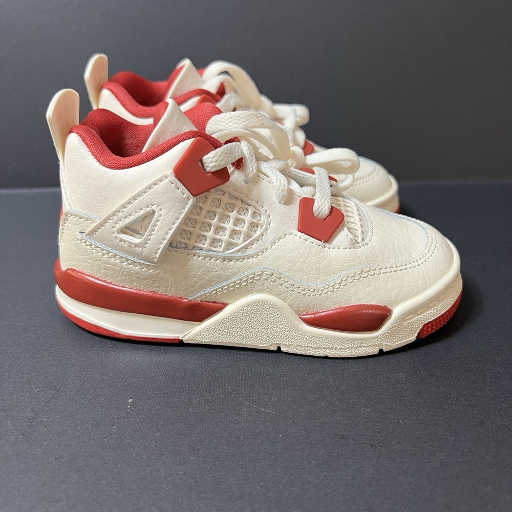 Toddler's Jordan 4 Retro "Valentine's Day" Pale Ivory/Sierra Red (HV4384 108) 8C